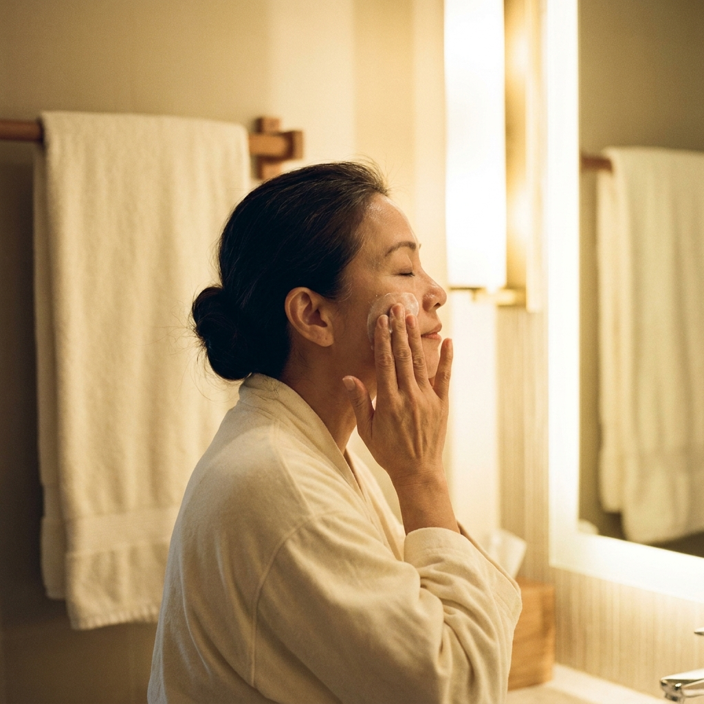 A woman taking a quiet moment of self-care