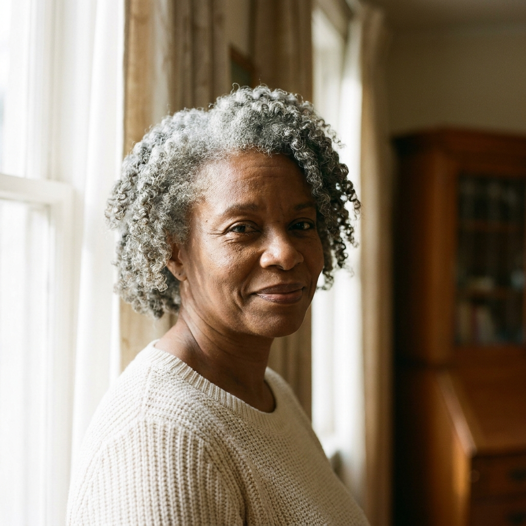 A warm portrait of a confident woman by the window